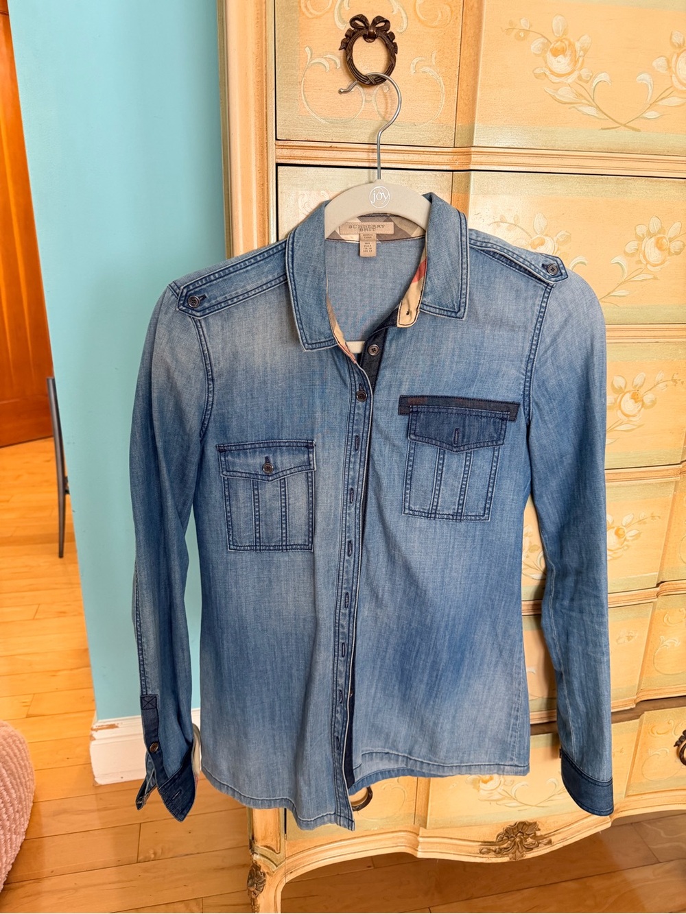 Burberry Denim Button-Up Shirt - Light Blue